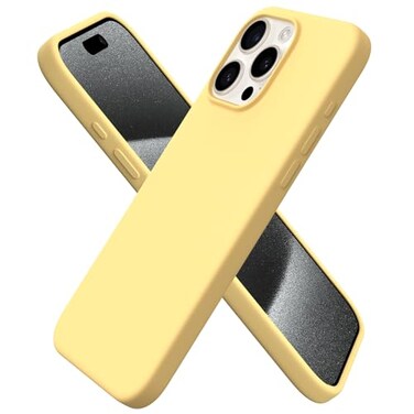 ORNARTO Compatible with iPhone 15 Pro Max Case 67 Slim Liquid Silicone 3 Layers Soft Gel Rubber Shockproof Protective Phone Cover with AntiScratch Microfiber LiningButtercream Yellow