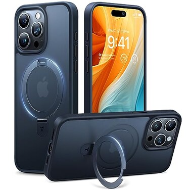TORRAS Magnetic Ostand for iPhone 16 Pro Max Case Fit for MagSafeShockproof Military GradeBuilt in Kickstand Translucent Slim Magnetic Phone Case for iPhone 16 Pro Max 69 Black