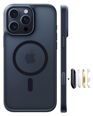 TORRAS for iPhone 16 Pro Case Translucent Matte Black Compatible with MagSafe Military Grade Drop Protection Stronger Magnetic Shockproof Airbag Camera Control Color Buttons Slim AntiScratch