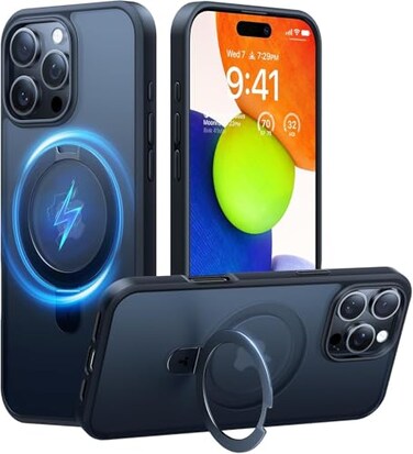 TORRAS UltraMagnetic Ostand for iPhone 16 Pro Case Compatible with MagSafe Flexible Stable Stand MilitaryGrade Protection Translucent Slim AntiScratch Ring Kickstand Frosted Black 63