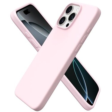 ORNARTO Compatible with iPhone 16 Pro Max Case 69 Slim Liquid Silicone 3 Layers Soft Gel Rubber Shockproof Protective Cover with AntiScratch Microfiber LiningChalk Pink
