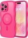 CAPRARO Cute for iPhone 15 Pro Max Case Compatible with MagSafe Curly Wave Edge Full Camera Protection 14 FT Drop Protection Magnetic Phone Case for 15 Pro Max 67 Inch Hot Pink