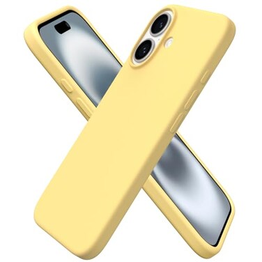 ORNARTO Compatible with iPhone 16 Case 61 Slim Liquid Silicone 3 Layers Full Covered Soft Gel Rubber Shockproof Phone Case Protective Cover with AntiScratch Microfiber LiningButtercream Yellow