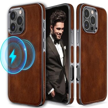 LOHASIC for iPhone 16 Pro Max Case Strong Magnetic Luxury Leather Classic Compatible with MagSafe Protective Cases Cover for iPhone 16 Pro Max 2024 Dark Brown