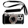 QoKcoahn 3D Vintage Camera Phone Case with Long Lanyard Unique Cool Silicone PC Shockproof Crossbody Protective Case for iPhone 16 Pro Max Black
