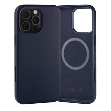 TORRO Case Compatible with iPhone 16 Pro Max Premium Leather MagSafe Charging Compatible Slim Bumper Case Navy Blue