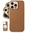LONLI Classic Leather Phone Case for iPhone 16 Pro Max Brown European Genuine Vele Leather Smoothen and Soften Over Time Compatible with Magsafe