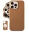LONLI Classic Leather Phone Case for iPhone 16 Pro Max Brown European Genuine Vele Leather Smoothen and Soften Over Time Compatible with Magsafe
