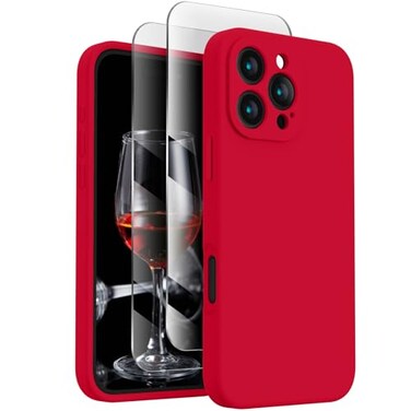 FireNova Designed for iPhone 16 Pro Max Case Silicone Upgraded Camera Protection Phone Case Soft AntiScratch Microfiber Lining Inside 2024 Deep Red