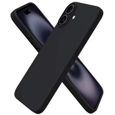 ORNARTO Compatible with iPhone 16 Plus Case 67 Slim Liquid Silicone 3 Layers Full Covered Soft Gel Rubber Phone Case Protective Cover 67 Inch Black
