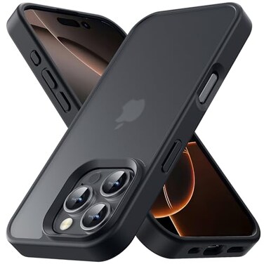 Yriklso for iPhone 16 Pro Max Phone Case Shockproof for iPhone 16 Pro Max Case Military Grade Drop Protection Protective Hard Back Slim Translucent Cover Black