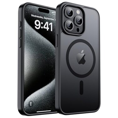 zapica Magnetic for iPhone 15 Pro Case Compatible with MagSafe Military Grade Drop Protection Translucent Matte Shockproof AntiScratch Phone Cover Black