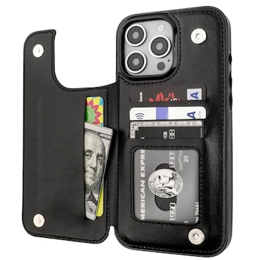 ONETOP Compatible with iPhone 16 Pro Max Wallet Case with Card Holder PU Leather Kickstand Card Slots Case Double Magnetic Clasp and Durable Shockproof Cover 69 Inch Black