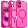 CANSHN Magnetic for iPhone 16 Case Upgraded Full Camera Protection Compatible with Magsafe Translucent Matte Shockproof Protective Phone Case for iPhone 16 Hot Pink