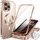 BERFY for iPhone 16 Pro Case Compatible with MagSafe Builtin Glass Screen Protector Camera Protection Shockproof Full Body Phone Case 63 Clear Plating Desert Gold
