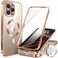 BERFY for iPhone 16 Pro Case Compatible with MagSafe Builtin Glass Screen Protector Camera Protection Shockproof Full Body Phone Case 63 Clear Plating Desert Gold
