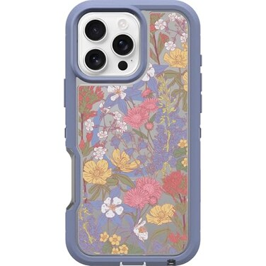 OtterBox iPhone 16 Pro Max Defender Series XT Clear Case Floral Purple Tough Rugged Durable iPhone Case Snaps on MagSafe PressureFitted DualLayer iPhone Case