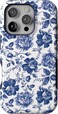Casely iPhone 16 Pro Case Rose to Fame Blue White Floral Bold Protective Design Compatible with MagSafe