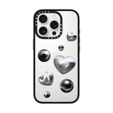 CASETiFY Compact Case for iPhone 16 Pro Lightweight 4 ft 2X Military Grade Drop ProtectionSlim Chrome Love Clear Black