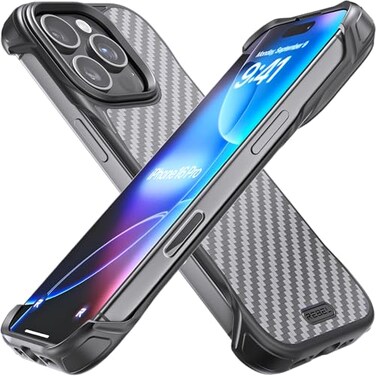 REBEL Phone Case for iPhone 16 Pro Flex Series Exposed Sides for Comfort Aramid Fiber Strong MagSafe Compatible Shockproof Metal Lens Protective Frameless Design 63 Inch 2024 Flex