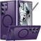 TORRAS Strong Magnetic Seamless Stand for Samsung Galaxy S24 Ultra Case Fit for MagSafe MilGrade Drop Protection Kickstand for Samsung Galaxy S24 Ultra Case Translucent BackPurple Edge