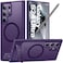 TORRAS Strong Magnetic Seamless Stand for Samsung Galaxy S24 Ultra Case Fit for MagSafe MilGrade Drop Protection Kickstand for Samsung Galaxy S24 Ultra Case Translucent BackPurple Edge