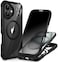 CENHUFO Magnetic Privacy for iPhone 16 Case Compatible with Magsafe Full Body Phone Case Builtin 9H Tempered Glass Privacy Screen Protector and Camera Lens Cover Shockproof Bumper Clear Black