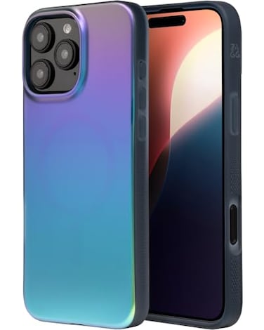 ZAGG Milan Snap Case for iPhone 16 Pro Max Color Changing Finish MagSafe Wireless Charging Compatible 13ft Drop Protection Graphene Reinforced EcoFriendly Raven Feather