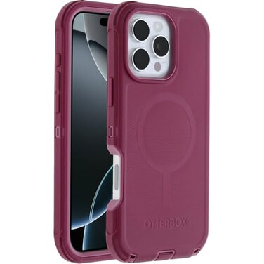 OtterBox iPhone 16 Pro Max Defender Series Case Foxberry Pink Tough Rugged Durable iPhone Case Snaps on MagSafe MultiLayer Impact Absorbing iPhone Case