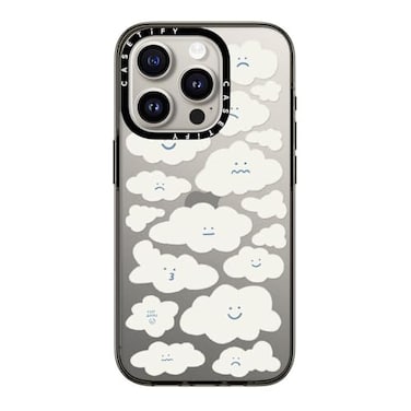 CASETiFY Compact Case for iPhone 15 Pro Lightweight 4 ft 2X Military Grade Drop ProtectionSlim Cute Clouds Clear Black