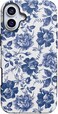 Casely iPhone 16 Case Rose to Fame Blue White Floral Bold Protective Design Compatible with MagSafe
