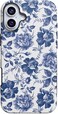 Casely iPhone 16 Case Rose to Fame Blue White Floral Bold Protective Design Compatible with MagSafe