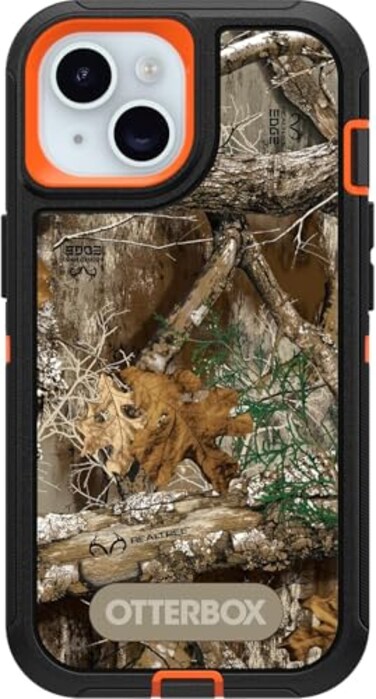 OtterBox iPhone 15 iPhone 14 iPhone 13 Only Defender Series Case Realtree Blaze Camo Case Only Screenless Rugged Durable with Port Protection