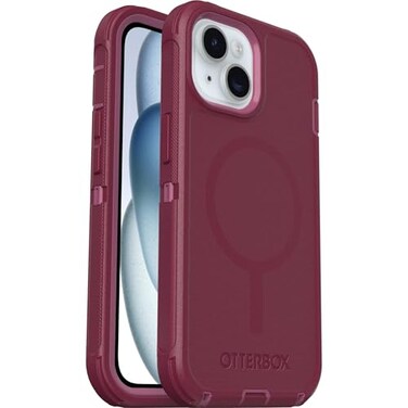 OtterBox iPhone 16e 15 14 13 Defender Series Foxberry Pink screenless Rugged Durable with Port Protection Snaps to MagSafe