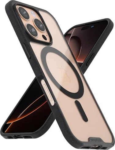 Smartish iPhone 16 Pro Magnetic Case Gripmunk Compatible with MagSafe Lightweight Protective Slim Thin Grip Cover with Microfiber Lining for Apple iPhone 16 Pro Clearly Black