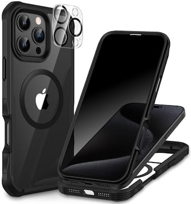 CENHUFO Magnetic Privacy for iPhone 16 Pro Max Case Compatible with Magsafe Full Body Phone Case Builtin 9H Tempered Glass Privacy Screen Protector Camera Lens Protector Shockproof Cover Black