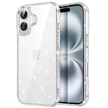 JETech Glitter Case for iPhone 16 61Inch Bling Sparkle Shockproof Phone Bumper Cover Cute Sparkly for Women and Girls Clear
