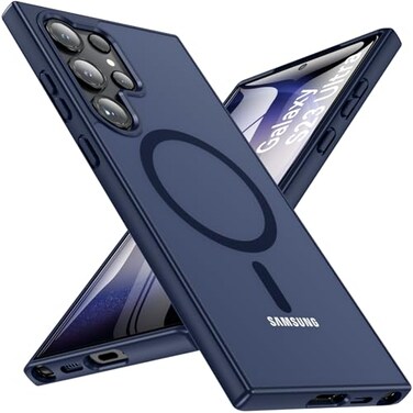 OWKEY for S23 Ultra Case 68 Magnetic Samsung Galaxy S23 Ultra Case for Magsafe Shockproof Military Translucent Back Slim Bumper Cover Phone Case Galaxy S23 Ultra Case Blue