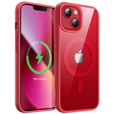JETech Magnetic Case for iPhone 13 61Inch Compatible with MagSafe Shockproof Phone Bumper Cover Solid Color Matte TPU Frame AntiScratch Clear Back Red