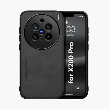 Kepuch Silklike Case Compatible for Vivo X200 Pro Magnetic Holder Builtin Metal Plate Cover Bumper Black