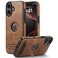 KSELF Leather Case for iPhone 16 Protective Slim with Kickstand Builtin Invisible Stand Compatible with iPhone 16 61 Brown