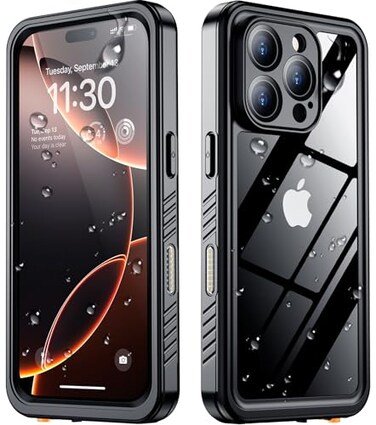 SPIDERCASE for iPhone 16 Pro Max Case Waterproof 12FT Military Drop Proof IP68 Waterproof Full Body Protection Heavy Duty Protective Cover for iPhone 16 Pro Max 69 Black