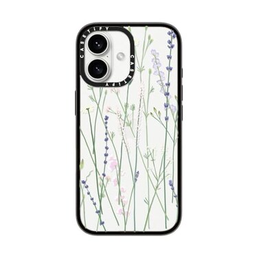 CASETiFY Compact iPhone 16 Case 4 ft 2X Military Grade Drop ProtectionSlimLightweight Gigi Garden Florals Clear Black