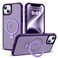 SKYLMW Compatible with iPhone 14 Plus Case with Invisible Magnetic ORing Stand MilitaryGrade Translucent Case for iPhone 14 Plus 67 Compatible with MagSafeGreat Grip Feeling Purple