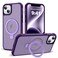 SKYLMW Compatible with iPhone 14 Plus Case with Invisible Magnetic ORing Stand MilitaryGrade Translucent Case for iPhone 14 Plus 67 Compatible with MagSafeGreat Grip Feeling Purple