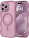CAPRARO Cute for iPhone 15 Pro Max Case Compatible with MagSafe Curly Wave Edge Full Camera Protection 14 FT Drop Protection Magnetic Phone Case for 15 Pro Max 67 Inch Black Currant
