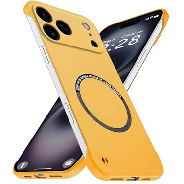 Doulings Frameless Magnetic Series Designed for iPhone 16 Pro Max CaseCompatible with MagSafe Borderless Ultra Thin Slim FitLightweight Minimalist Hard PC Yet Protective Shockproof CoverYellow