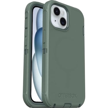 OtterBox iPhone 16e 15 14 13 Defender Series Forest Ranger Green screenless rugged durable with port protection snaps to MagSafe