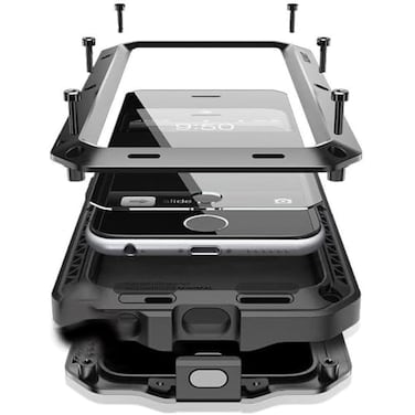 Marrkey for iPhone 16 Metal Case 61Heavy Duty Shockproof Aluminum Alloy Tough Armour Military Grade Phone Case360 Full Body Protective Cover with Silicone Builtin Screen Protector Black