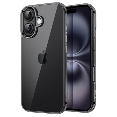 JETech Case for iPhone 16 61Inch NonYellowing Shockproof Phone Bumper Cover AntiScratch Clear Back Black